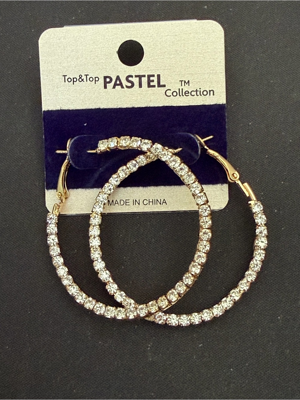 Top&Top Pastel Gold Crystal Hoop Earrings